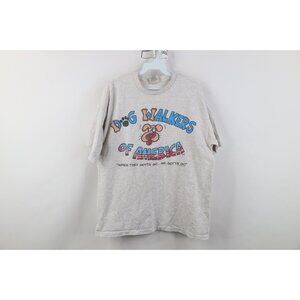 Vtg 90s Mens Large Dog Walkers of America Short Sleeve T-Shirt Heather Gray USA
